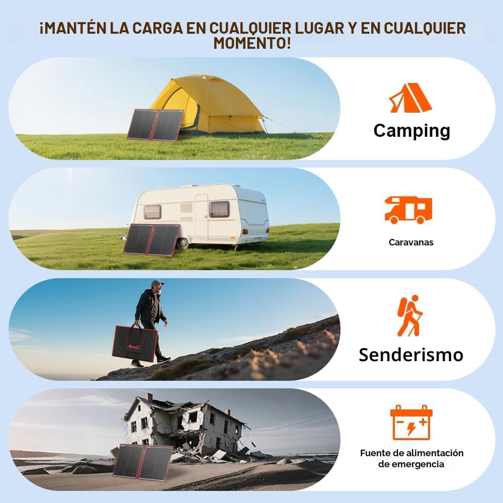Dokio XX panel solar monocristalino, plegable, de 12 voltios | Se p...