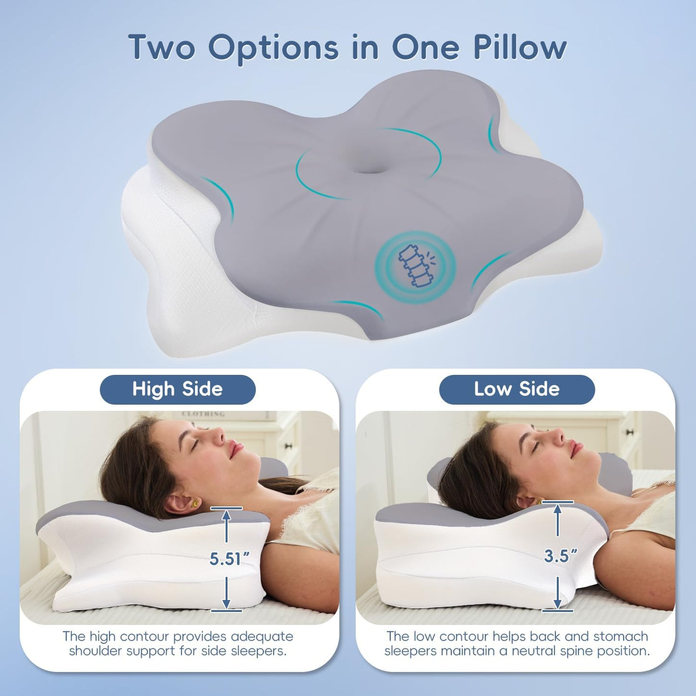CosBed Almohada cervical para el cuello, almohada de espuma viscoel...