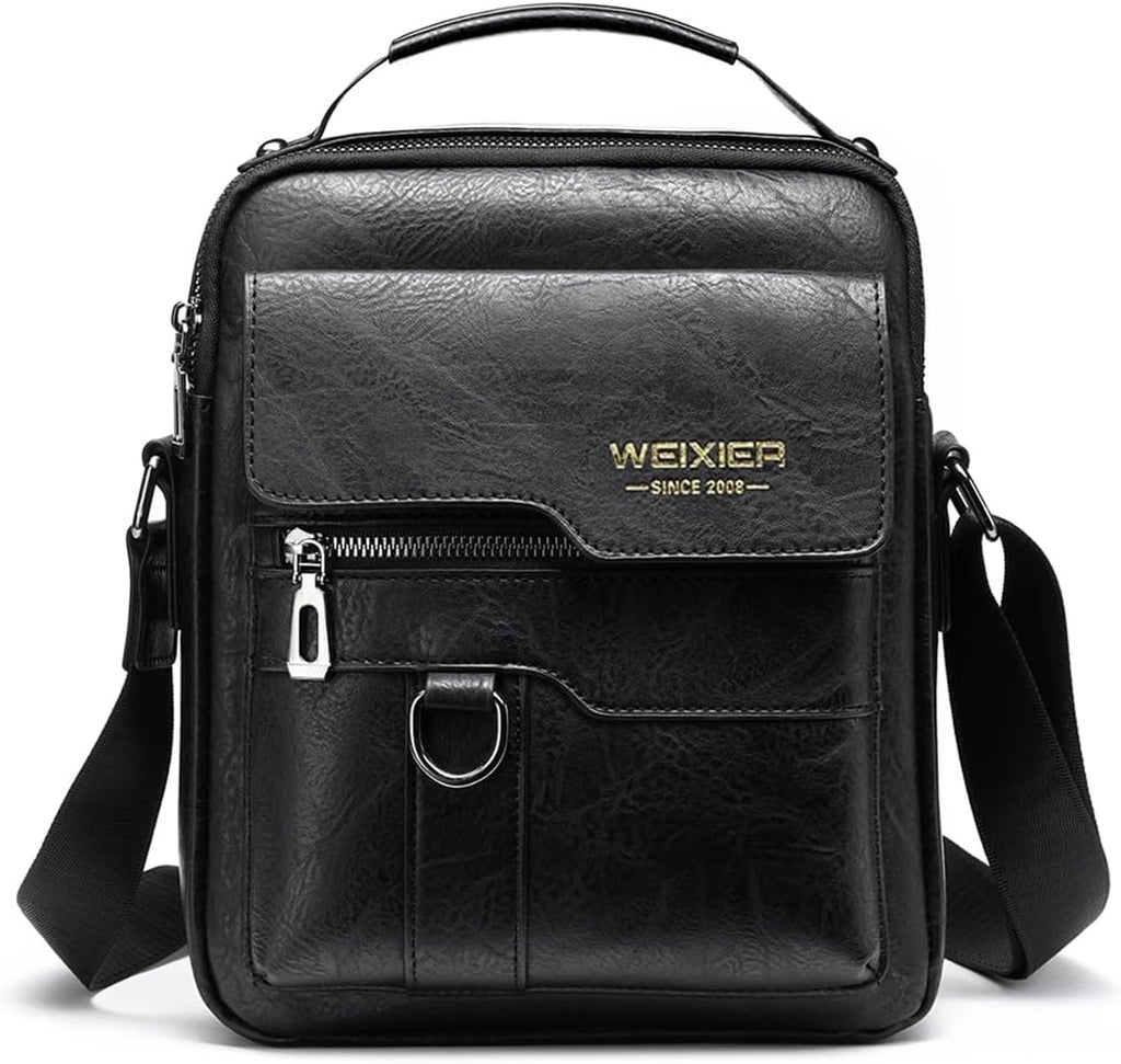 Bolsa de mensajero para hombres, bolso cruzado de hombro, cartera pequeña vintage de cuero PU, cartera maletín, bolsa lateral, bolso de mano cruzado