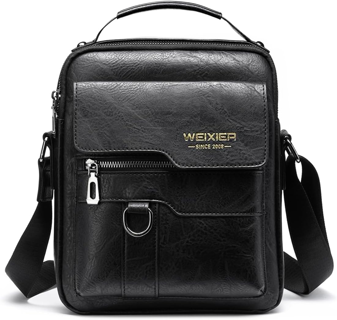 Bolsa de mensajero para hombres, bolso cruzado de hombro, cartera pequeña vintage de cuero PU, cartera maletín, bolsa lateral, bolso de mano cruzado