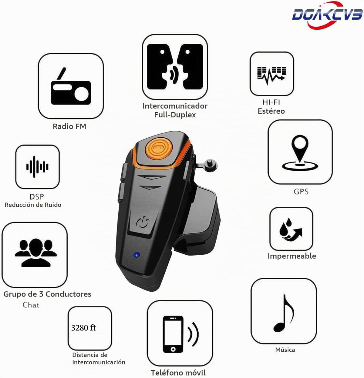 Dgakcvb Auriculares Bluetooth para motocicleta, BT-S2 Bluetooth 5.0...