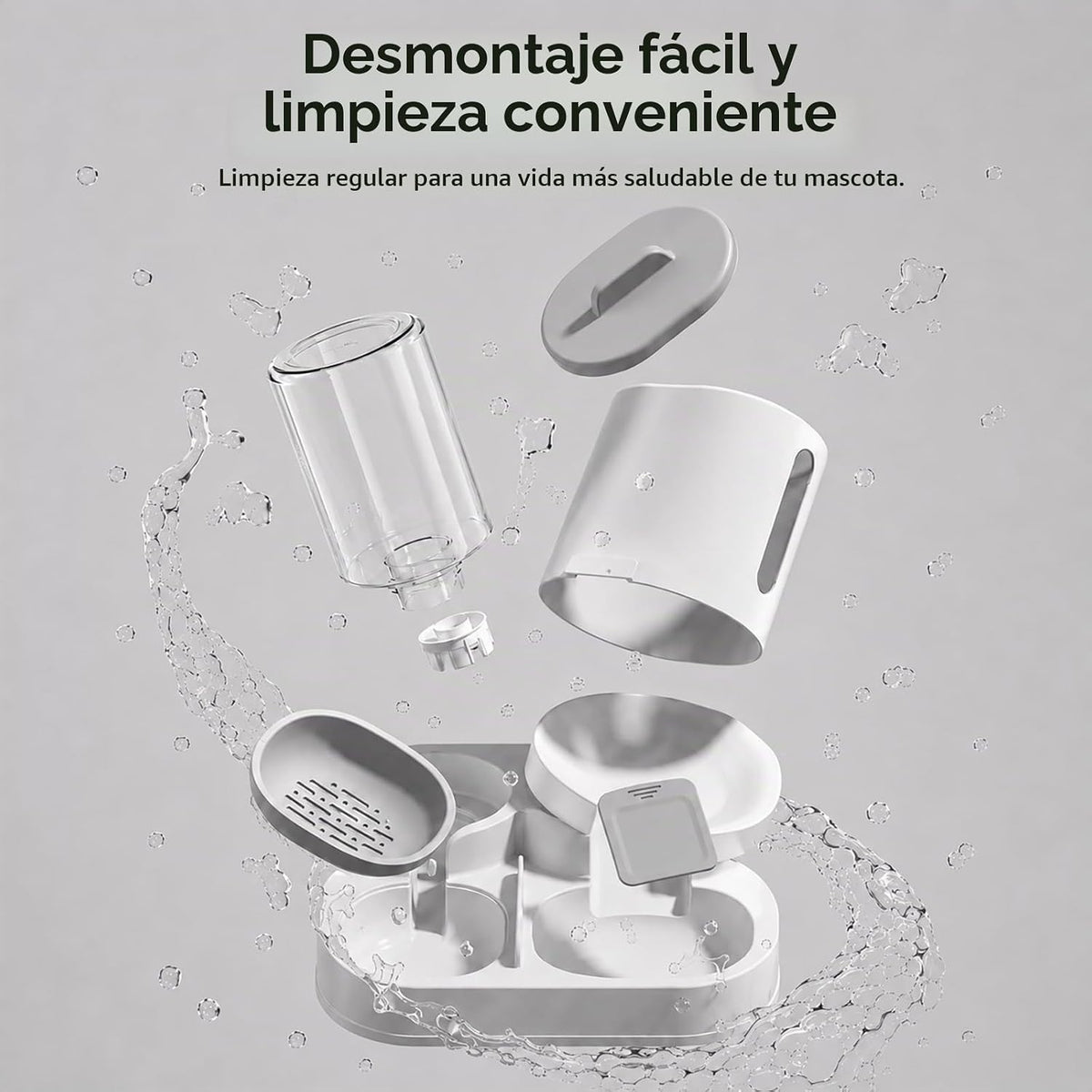 Dispensador automático de comida para gatos y cuenco de agua, alime...