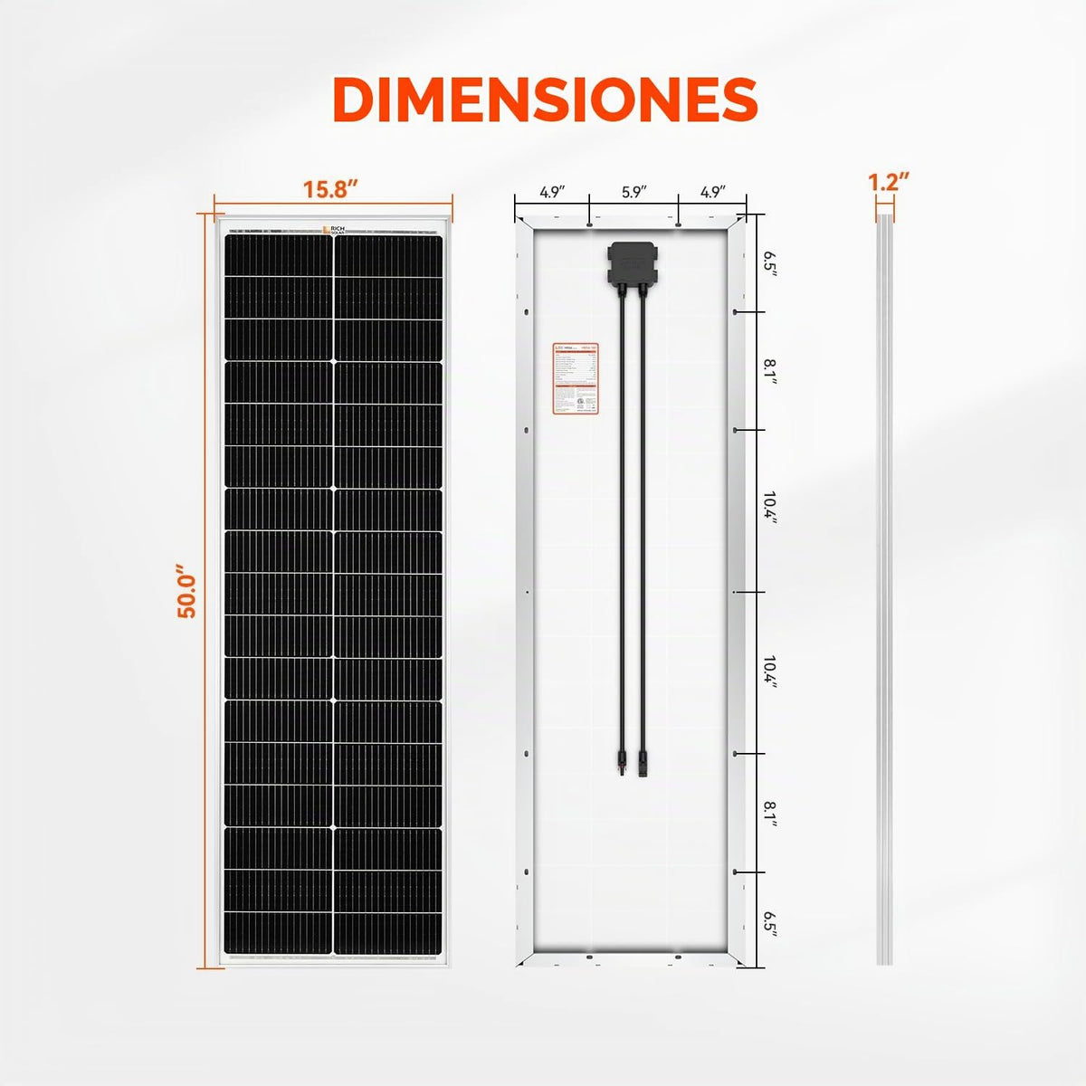 RICH SOLAR MEGA 100 Slim - Panel solar monocristalino de 100 vatios...