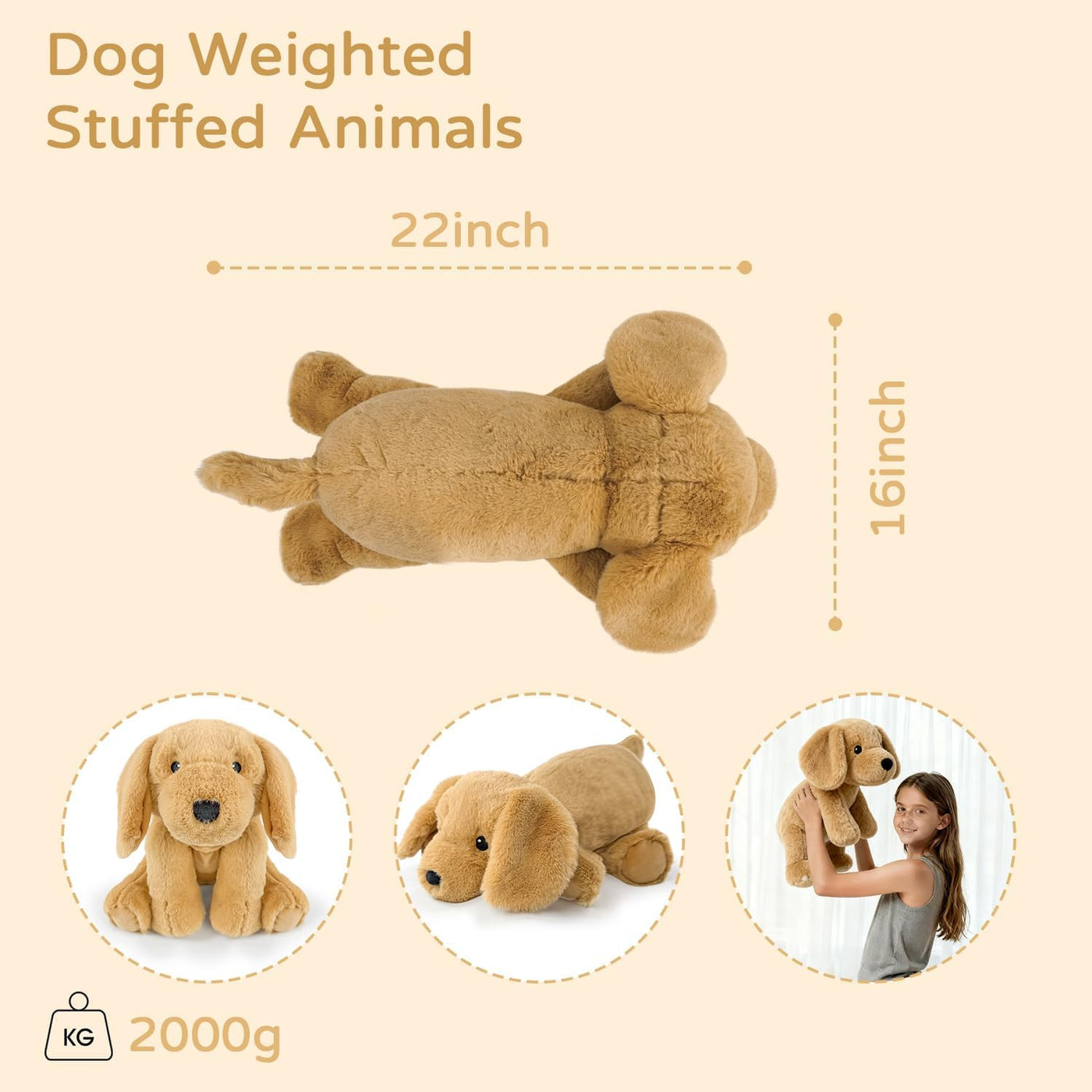 Animales de peluche con peso de perro de 4.5 libras de 22 pulgadas,...