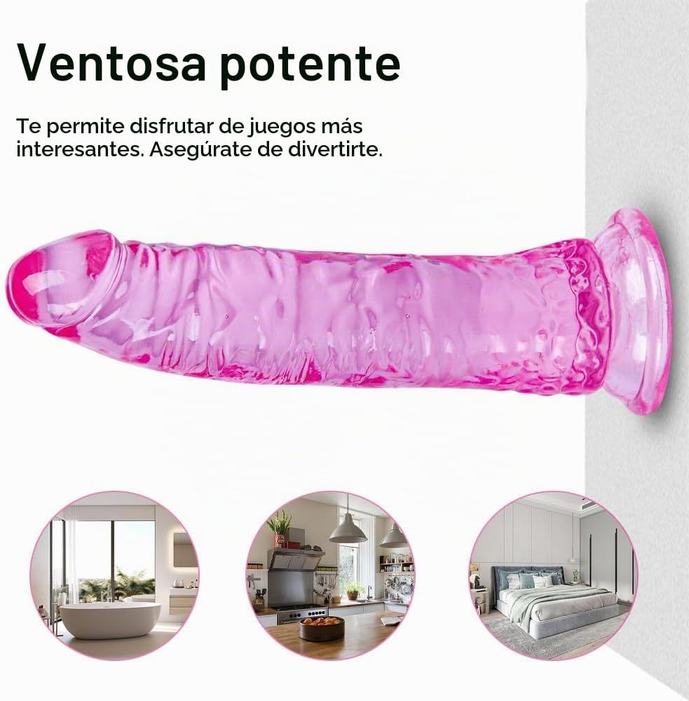 Kit de consolador de ventosa rosa de 3 tamaños (16.2 cm pequeño\/18...
