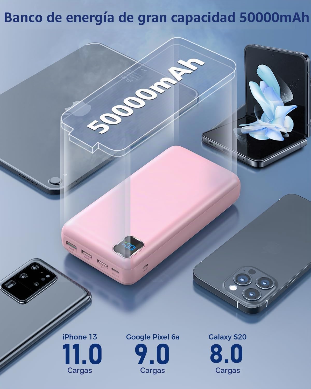 Eliegntist banco portátil del poder del cargador 50000mAh, carga rá...