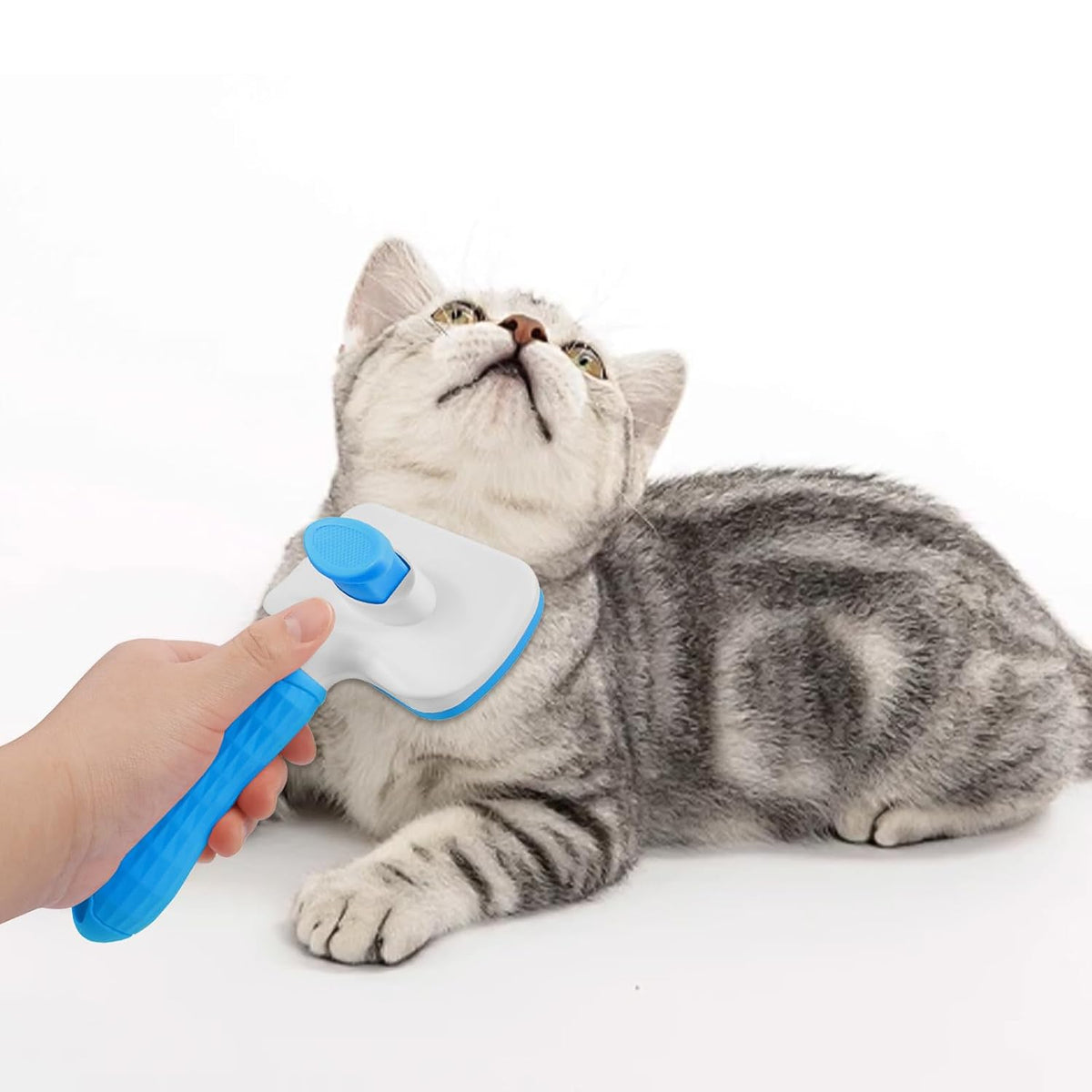 PWOD Cepillo para perros y gatos, cepillo deslizante de autolimpiez...