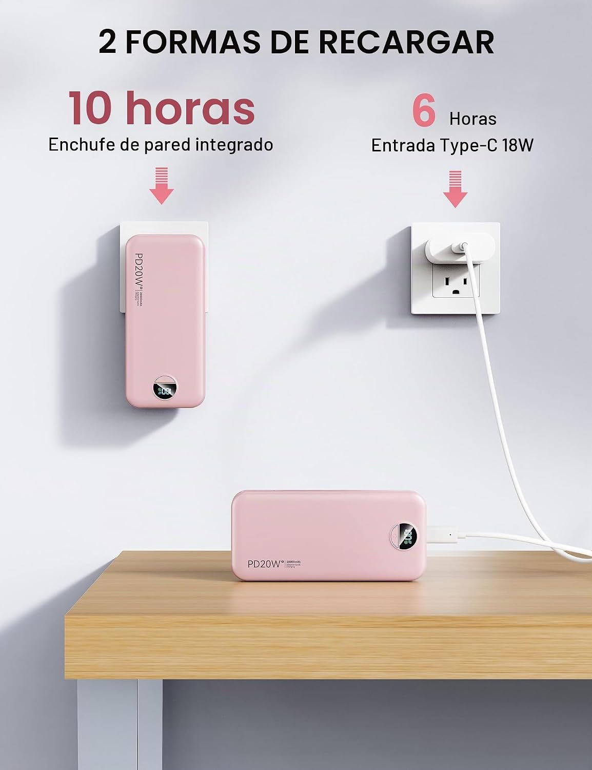 Nusyddy Cargador portátil 20000mAh de carga rápida w\/incorporado e...