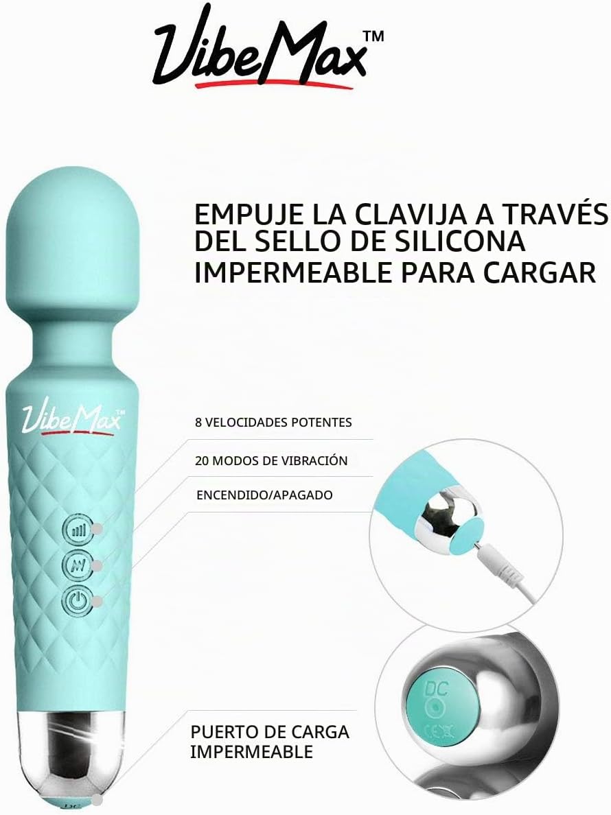VibeMax Masajeador personal recargable, potente vibración multivelo...