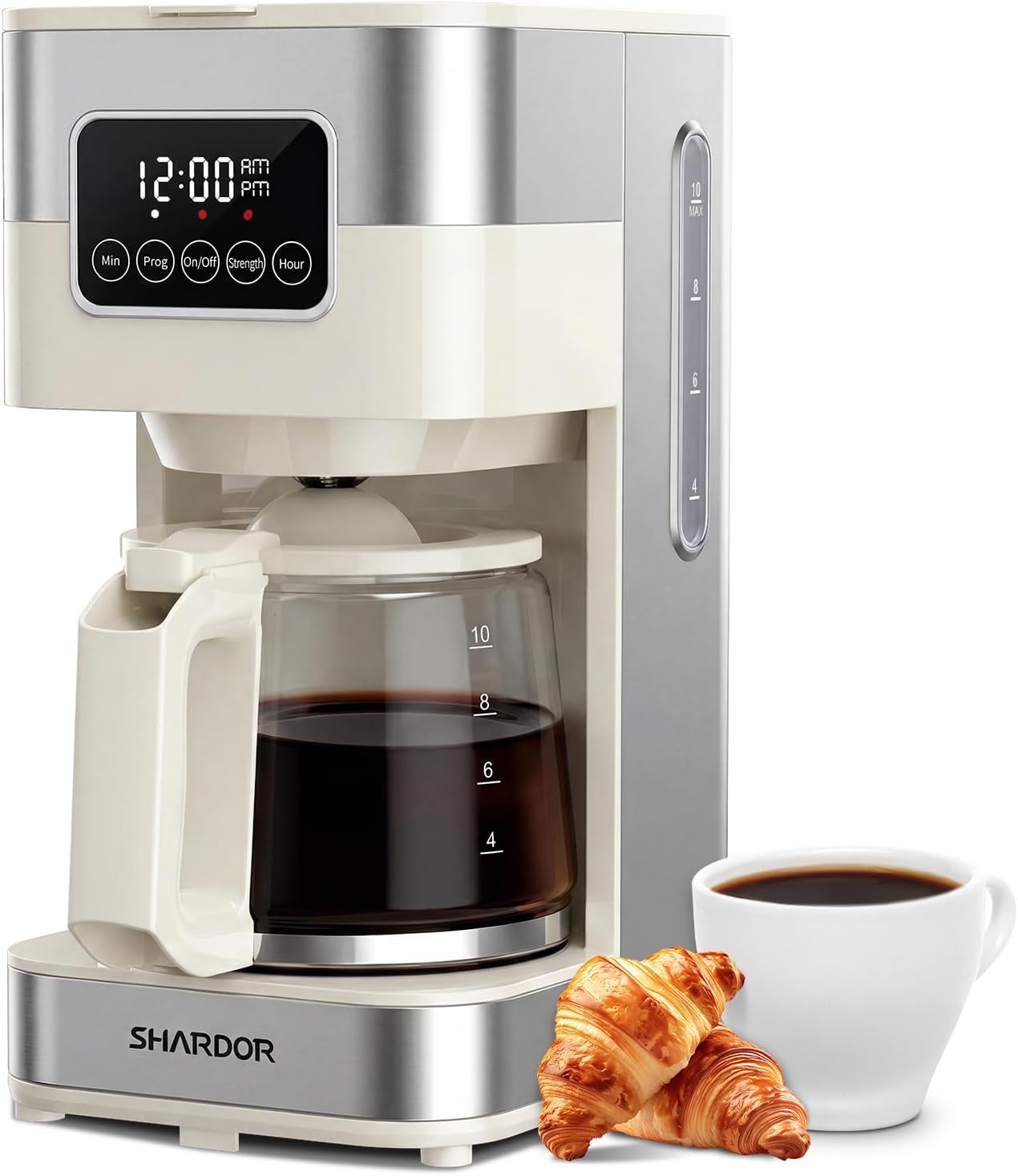 SHARDOR Cafetera programable de 10 tazas, cafetera de goteo regular y fuerte para el hogar y la oficina, apagado automático, filtro permanente