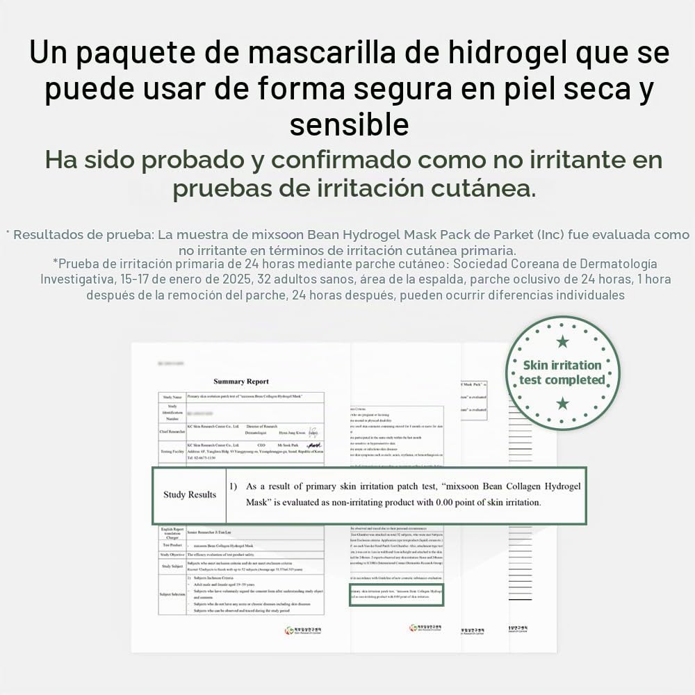 mixsoon Máscara facial de hidrogel de colágeno, hidratación, todo e...
