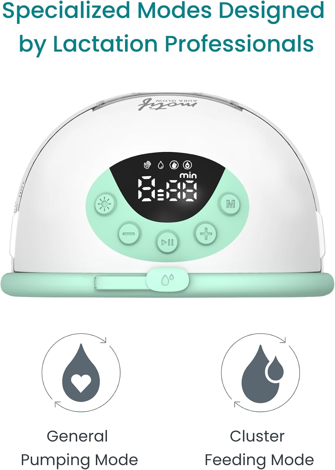 Motif Medical Aura Glow - Extractor de leche manos libres para lact...
