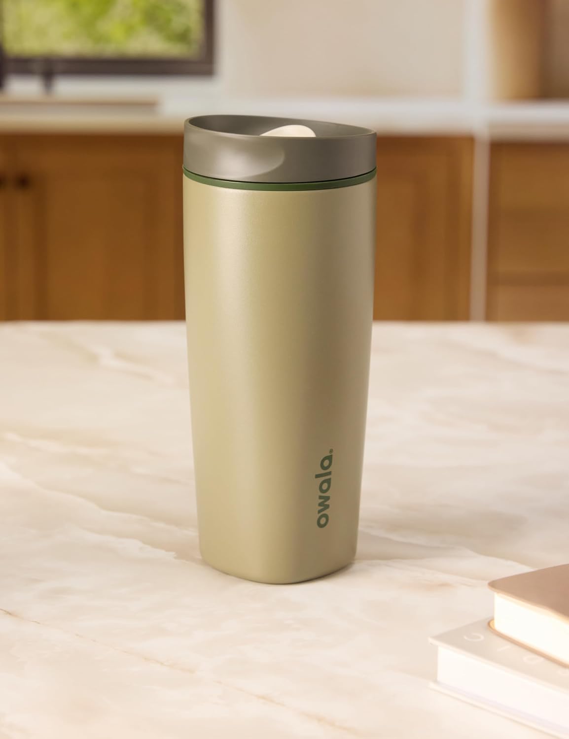 Owala SmoothSip Slider - Vaso de café de acero inoxidable con aisla...