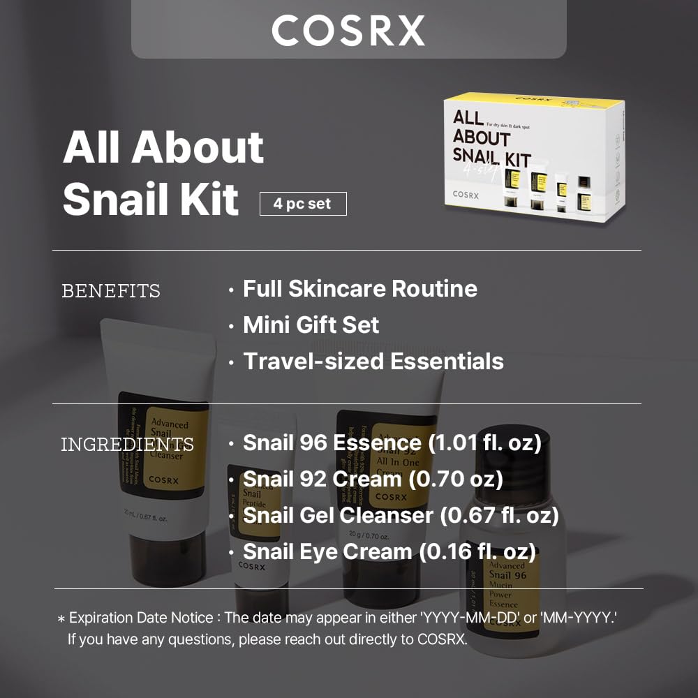COSRX All About - Juego de caracol + máscara de hidrogel 3EA, kit d...