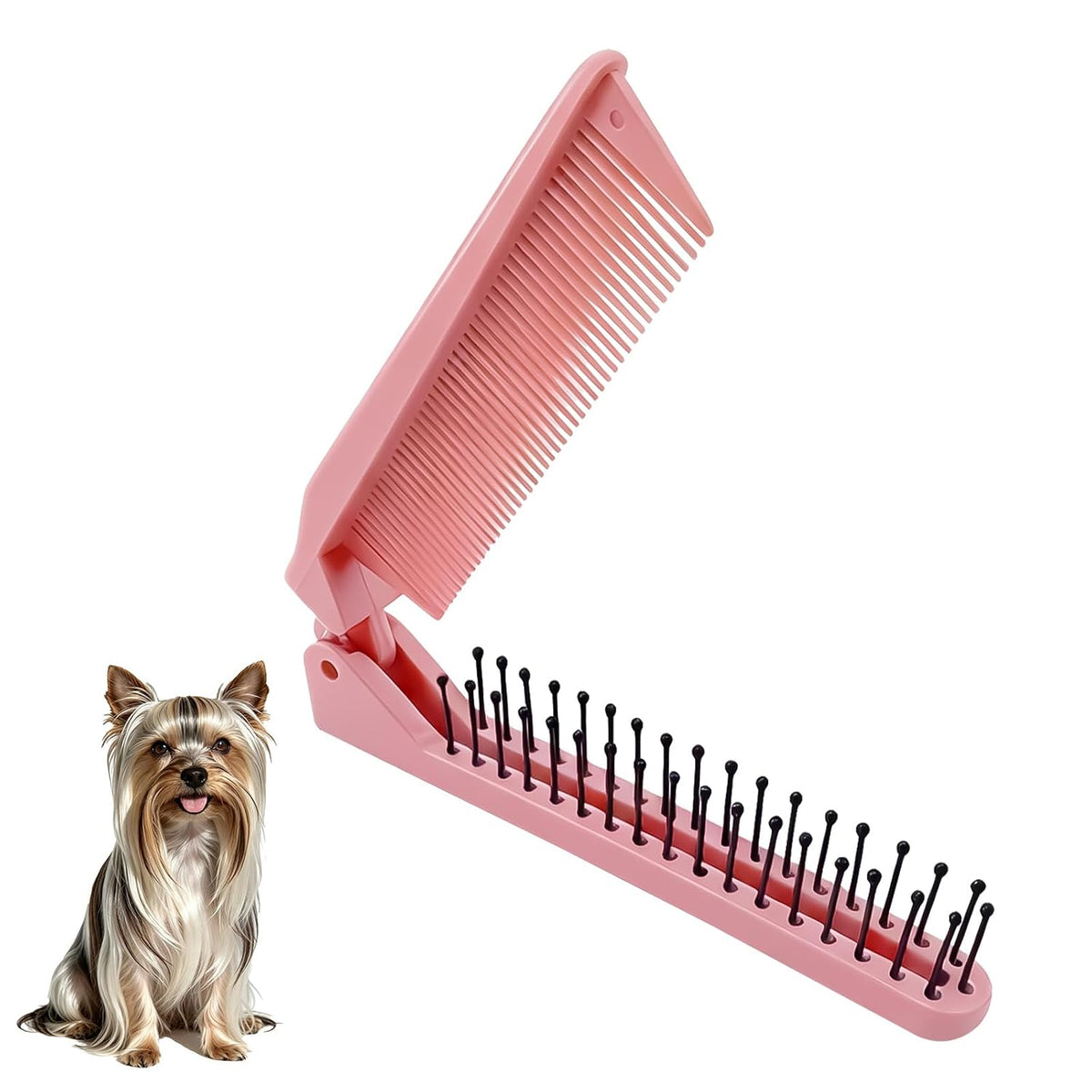 MAEELOU Cepillo plegable de aseo para perros pequeños (rosa intenso...