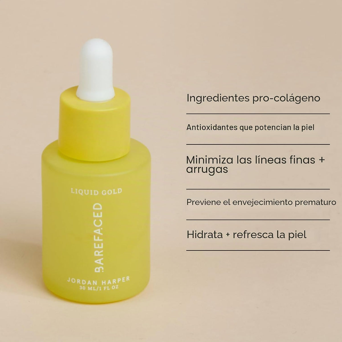 Barefaced Liquid Gold - Suero de 15% vitamina C con ácido hialuróni...