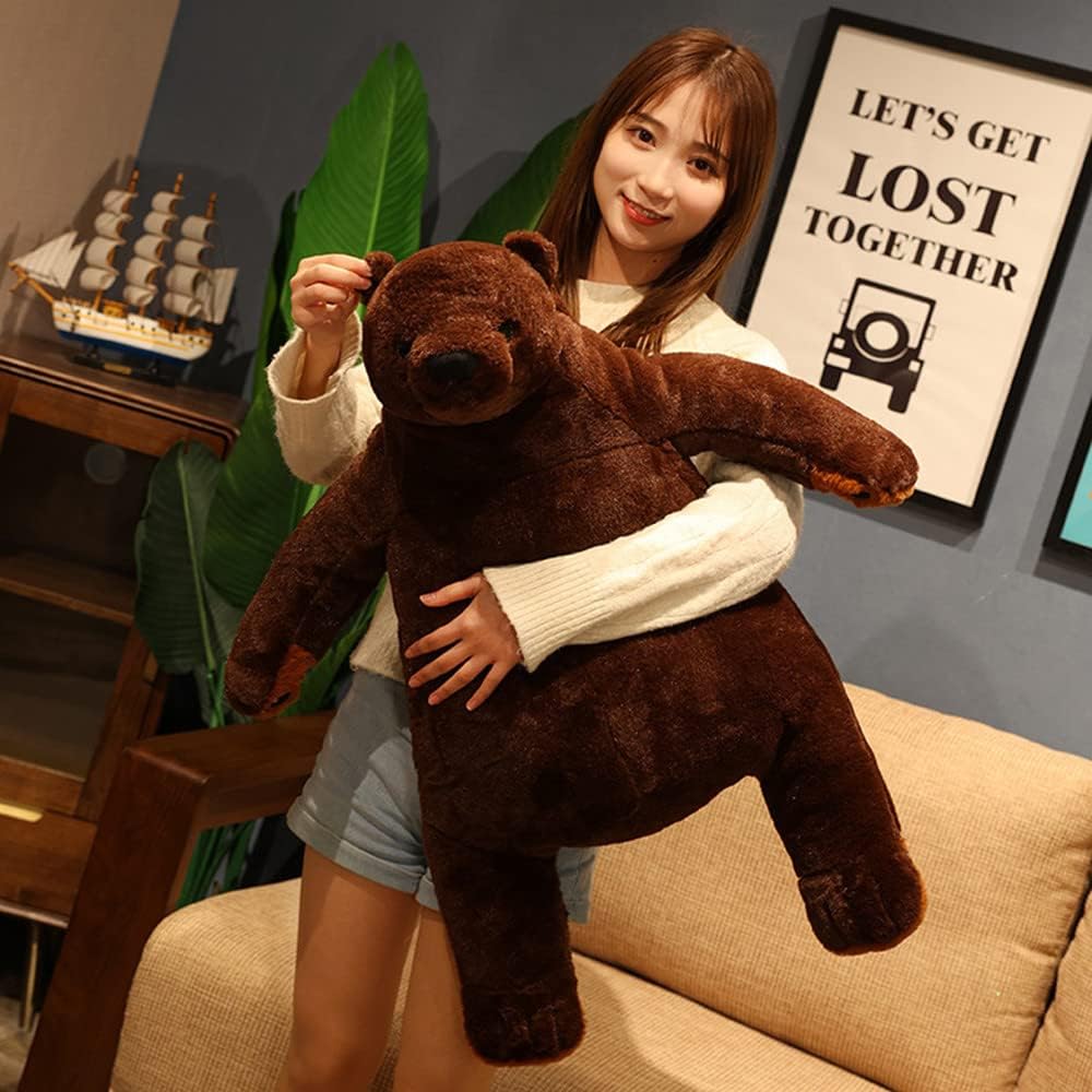 MIAOHAHA Oso de peluche marrón oscuro de 31.5 pulgadas, oso de pelu...