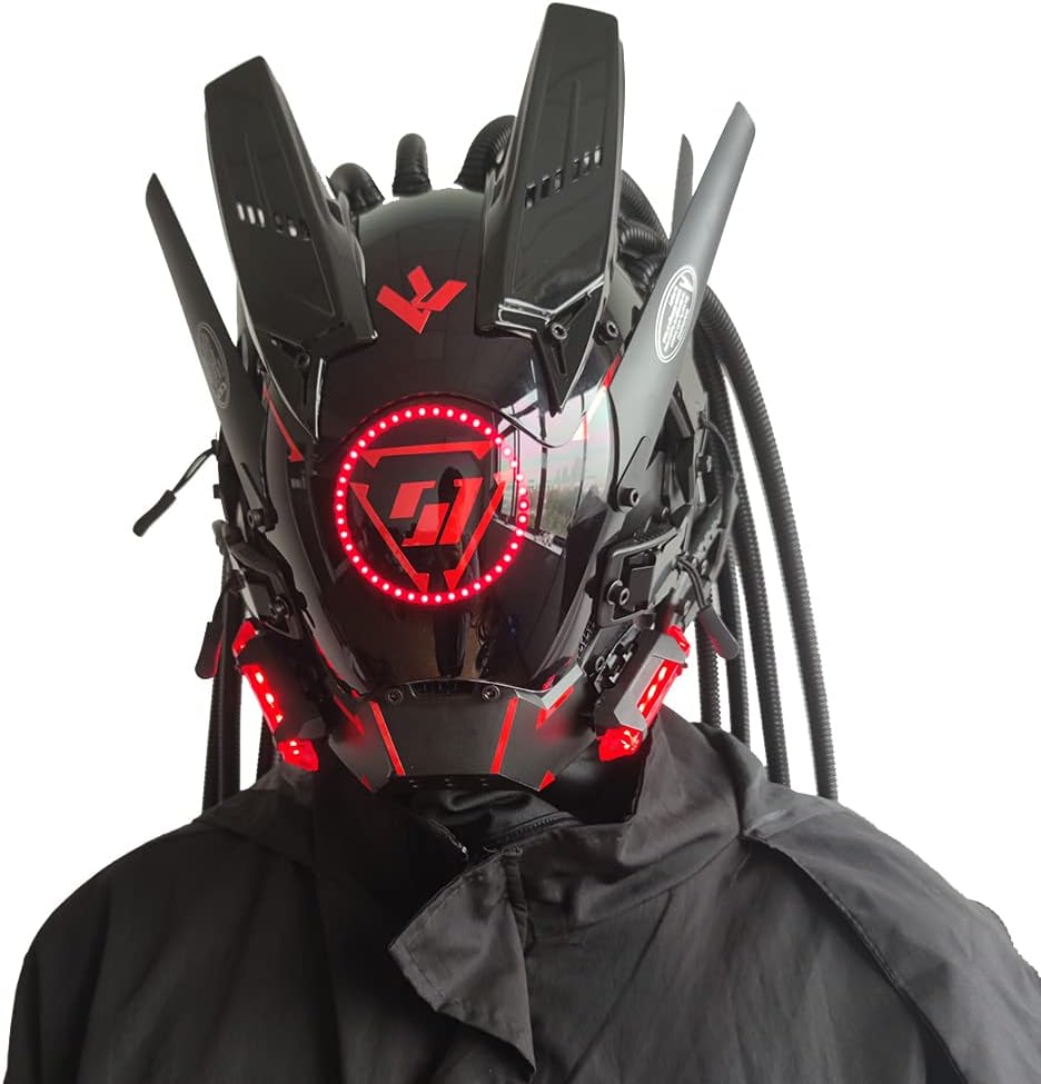 KYEDAY Máscara punk cosplay para hombres, luz redonda con trenzas m...