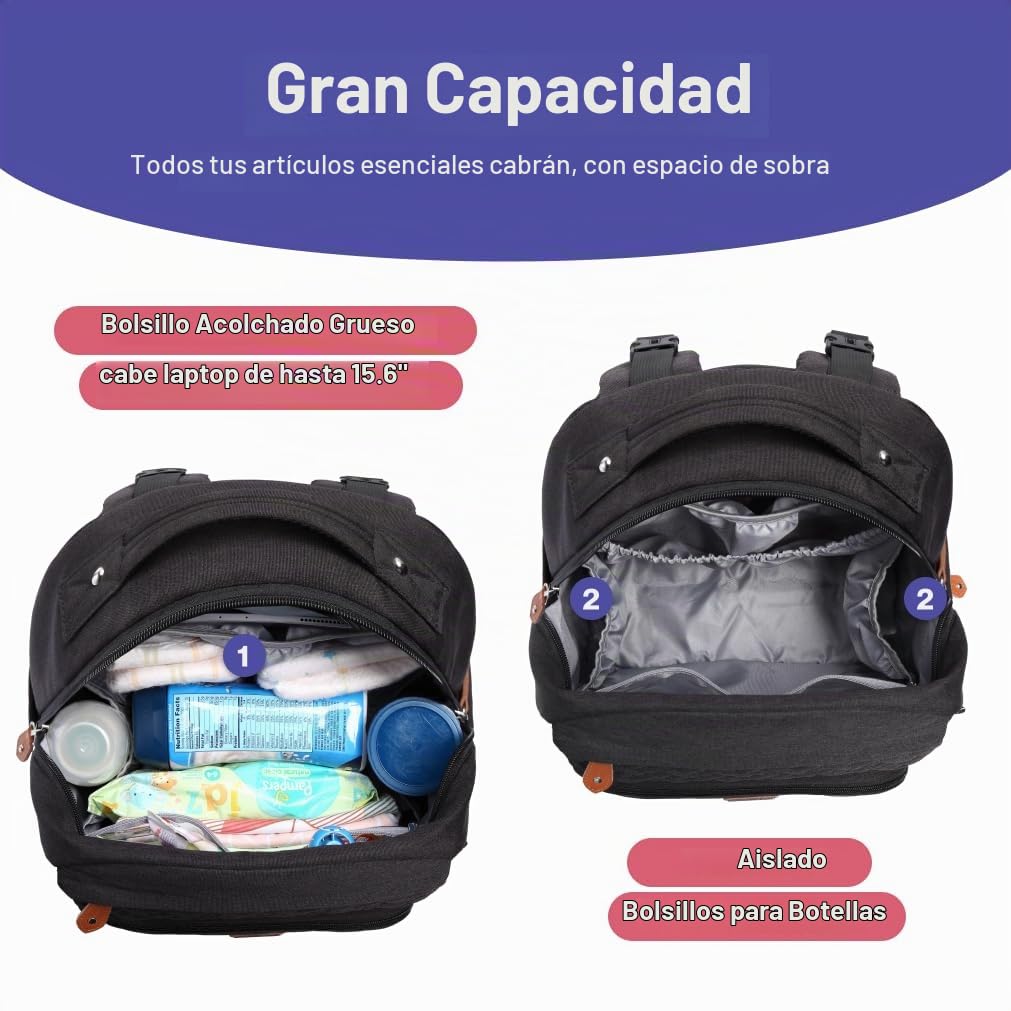 BabbleRoo Mochila para pañales \u2013 Bolsa de pañales grande de vi...