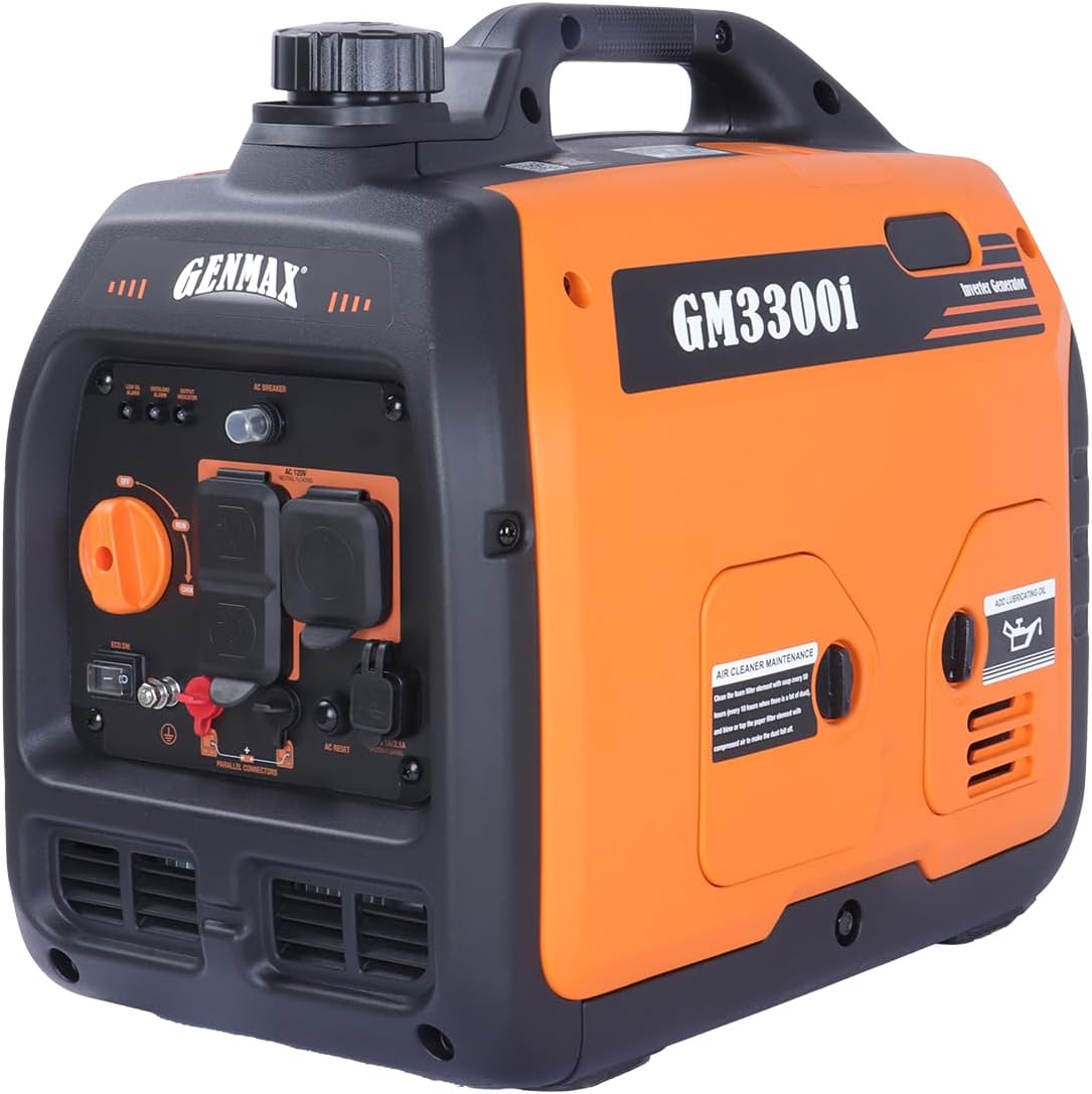 GENMAX Generador portátil, 3300W, motor de gas ultra silencioso, co...
