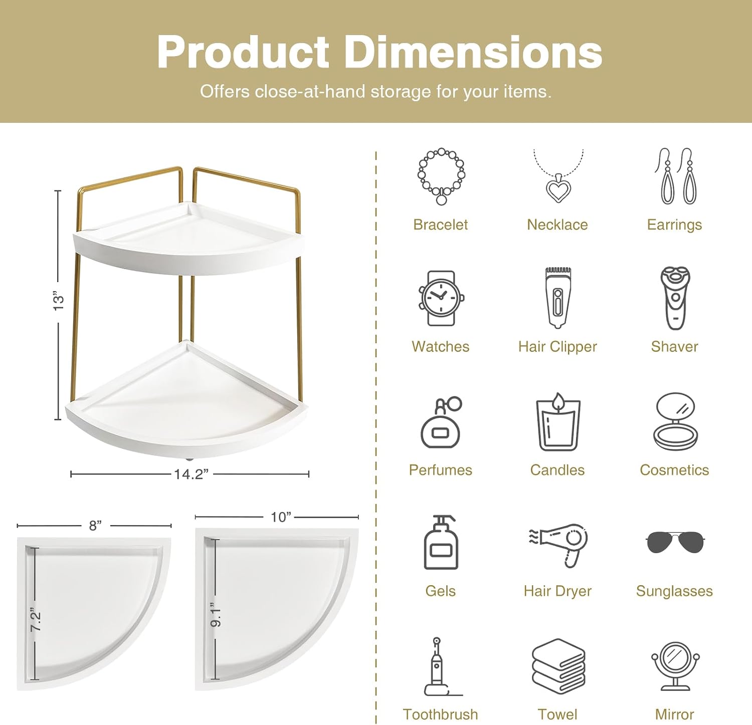 Forbena Organizador esquinero para encimera de baño, organizador de...