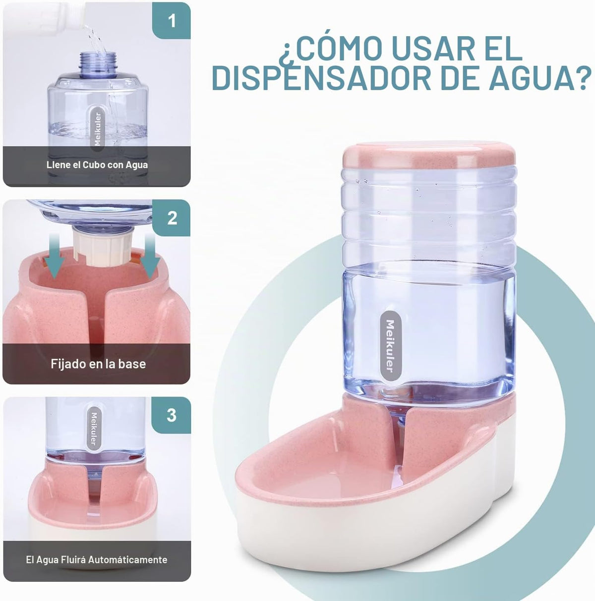Meikuler Conjunto de Alimentador Automático para Perros y Gatos y D...