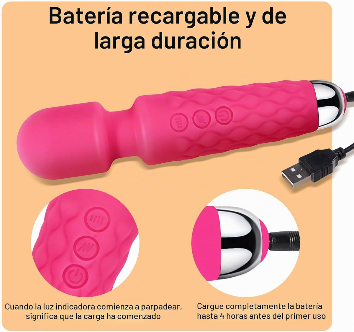 Tokomes Masajeador de mano, masajeador vibratorio recargable inalám...