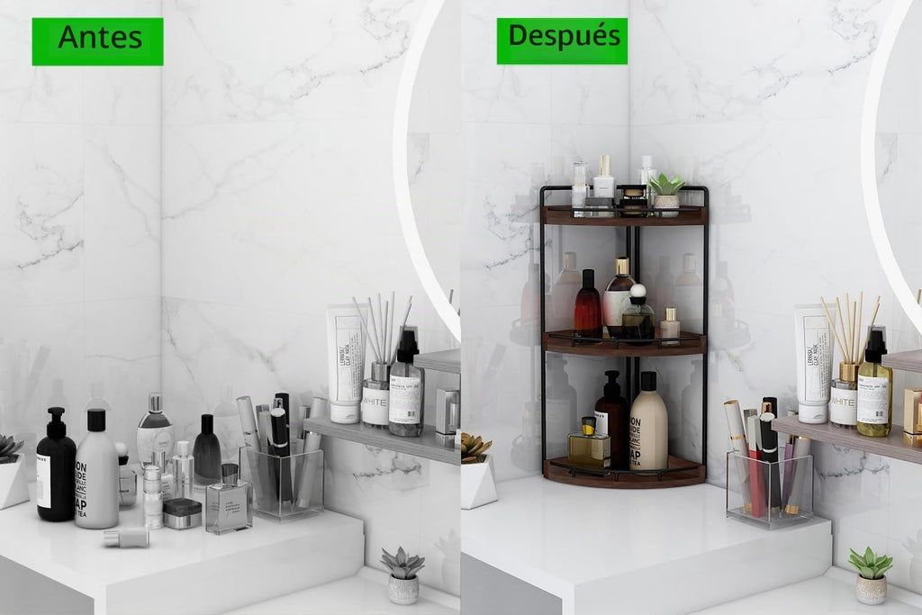 Dorhors Organizador de baño esquinero de 3 niveles para encimera pa...