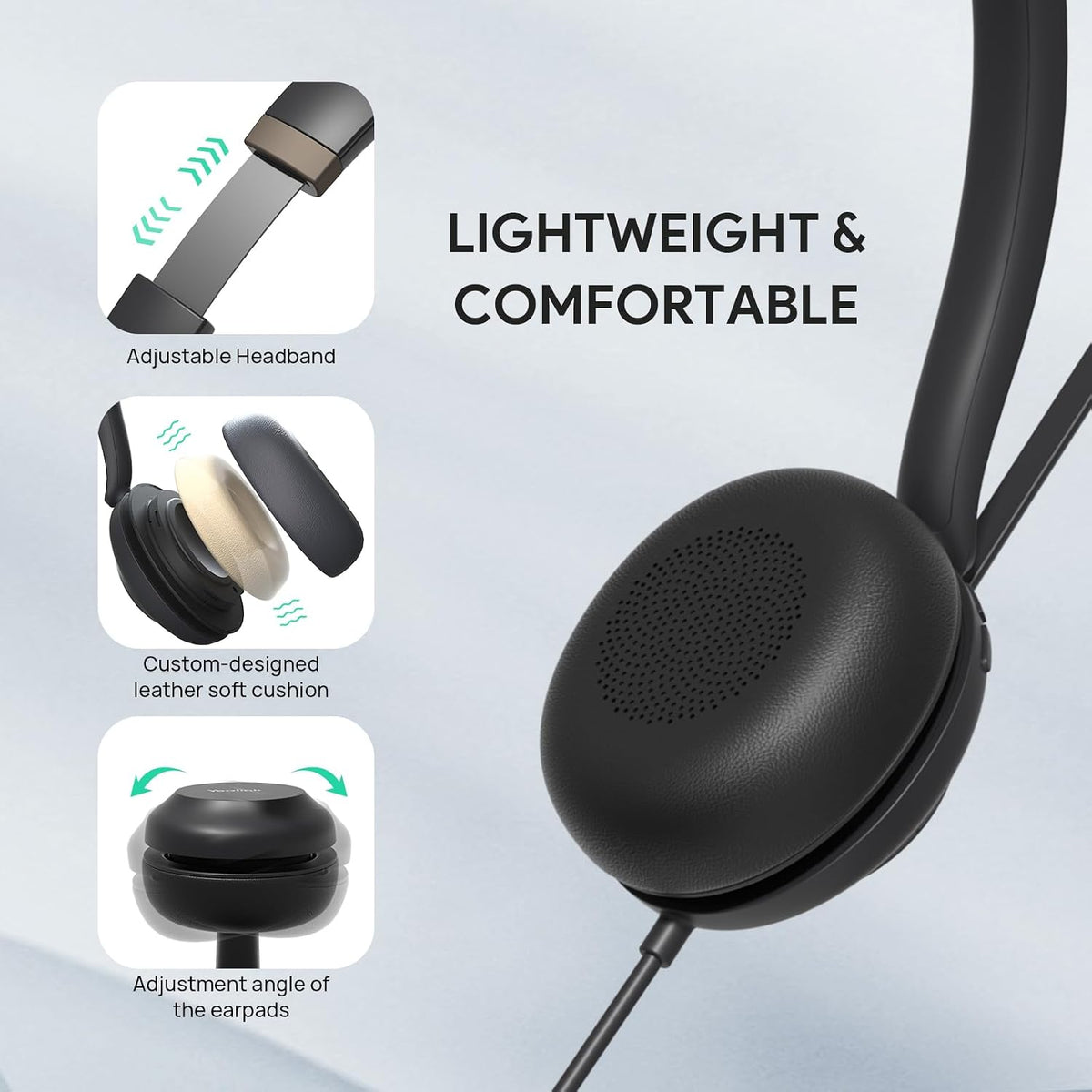 Yealink Auriculares USB UH37 con micrófono de cancelación de ruido,...