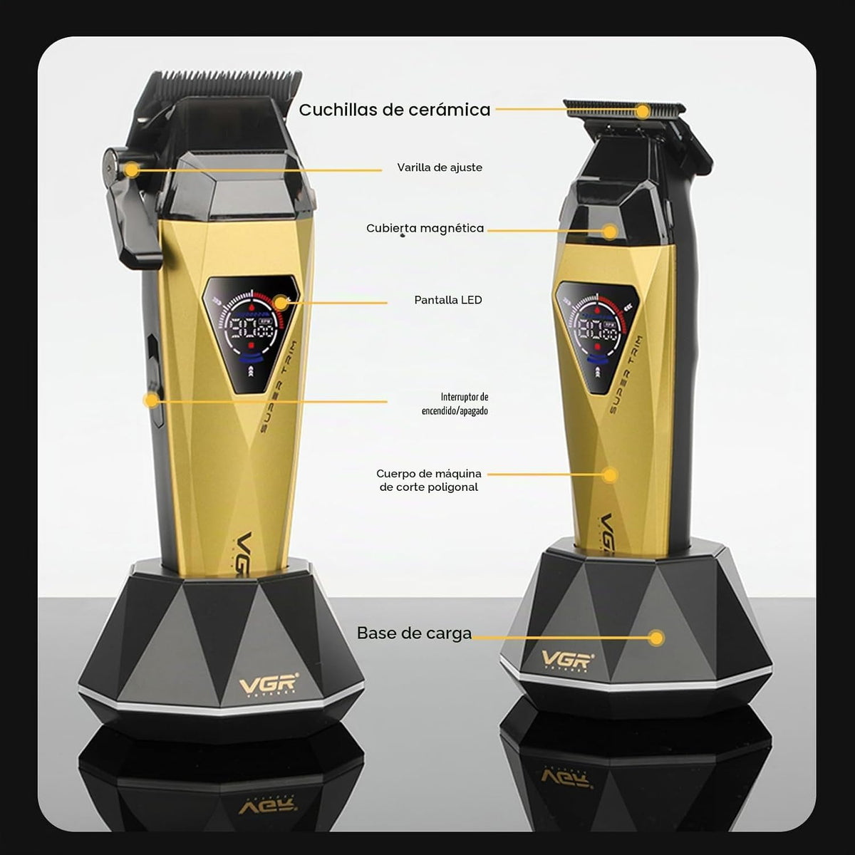 VGR 877S3 - Cortadora de pelo para hombre, kit profesional de corte...