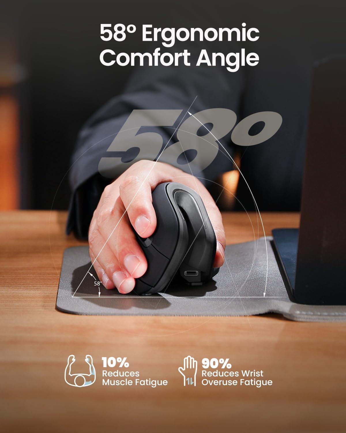 ProtoArc Ratón Ergonómico, EM11 NL Ratón Vertical Inalámbrico, Rató...