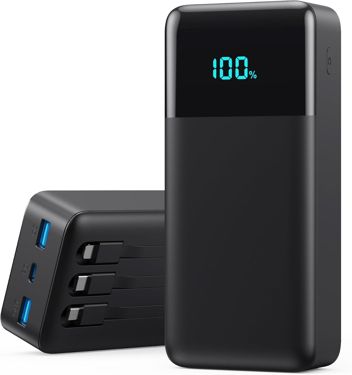Cargador portátil de 60800 mAh con 3 cables incorporados, 25 W PD U...