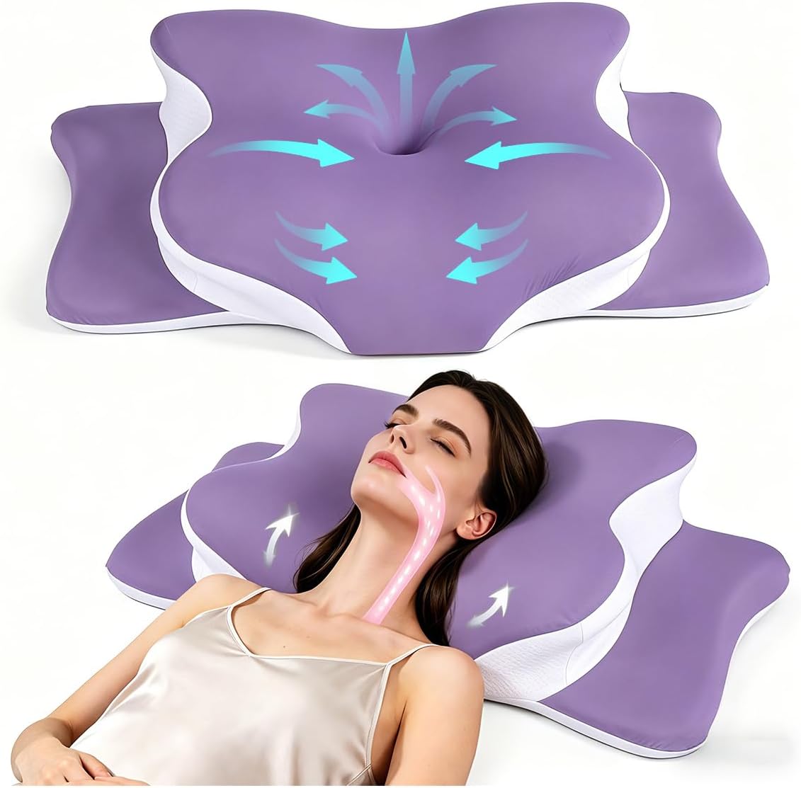 WKEFF Almohada cervical para aliviar el dolor de cuello, diseño hue...