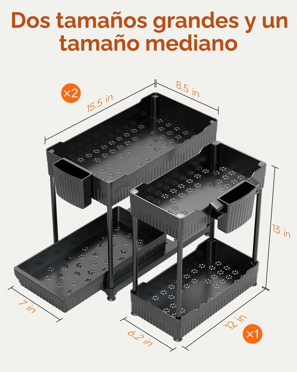 Sevenblue Paquete de 3 organizadores para debajo del fregadero, org...