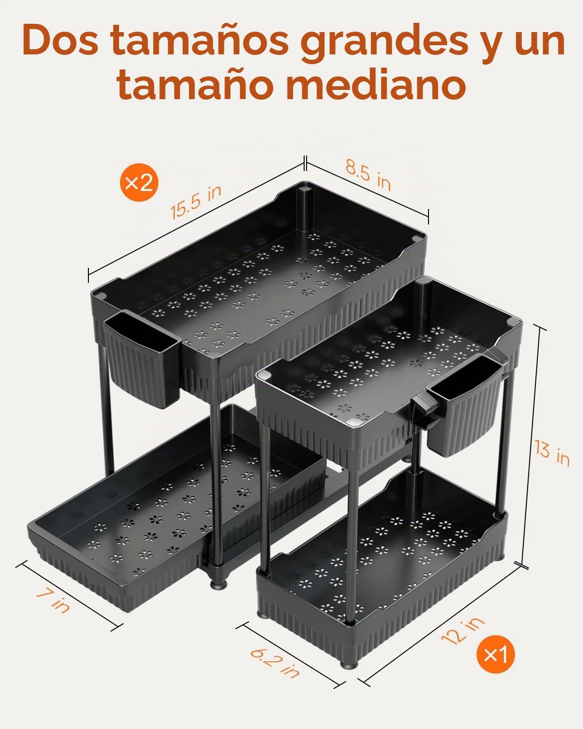 Sevenblue Paquete de 3 organizadores para debajo del fregadero, org...