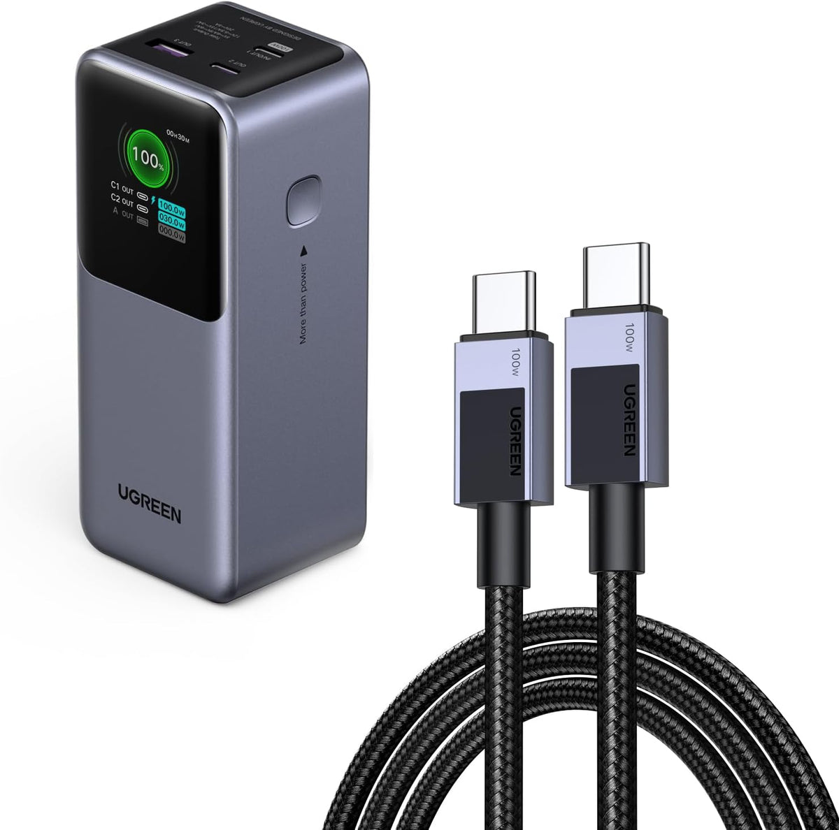 UGREEN Nexode Power Bank 20000mAh Bundle con cable USB C a USB C de...