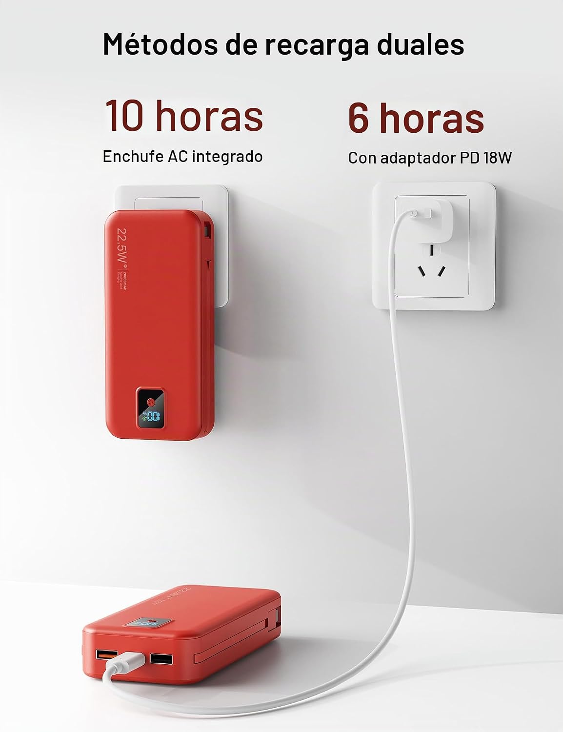 Rngsnoy Cargador Portátil 20000mAh 22.5W w\/Cable incorporado y enc...