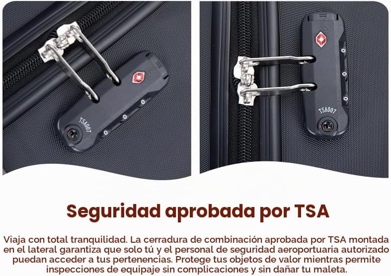 Travelhouse Juego de equipaje, maletas rígidas expandibles de 24 pu...