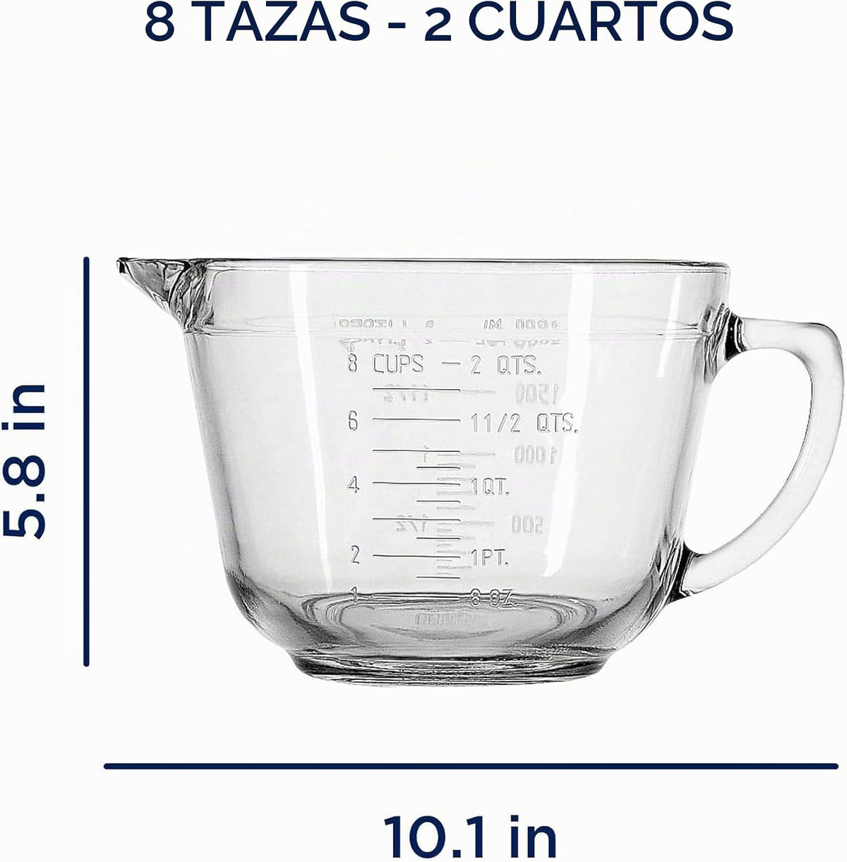 Anchor Hocking Tazón para Masa, Tazón de Vidrio para Mezclar de 2 C...