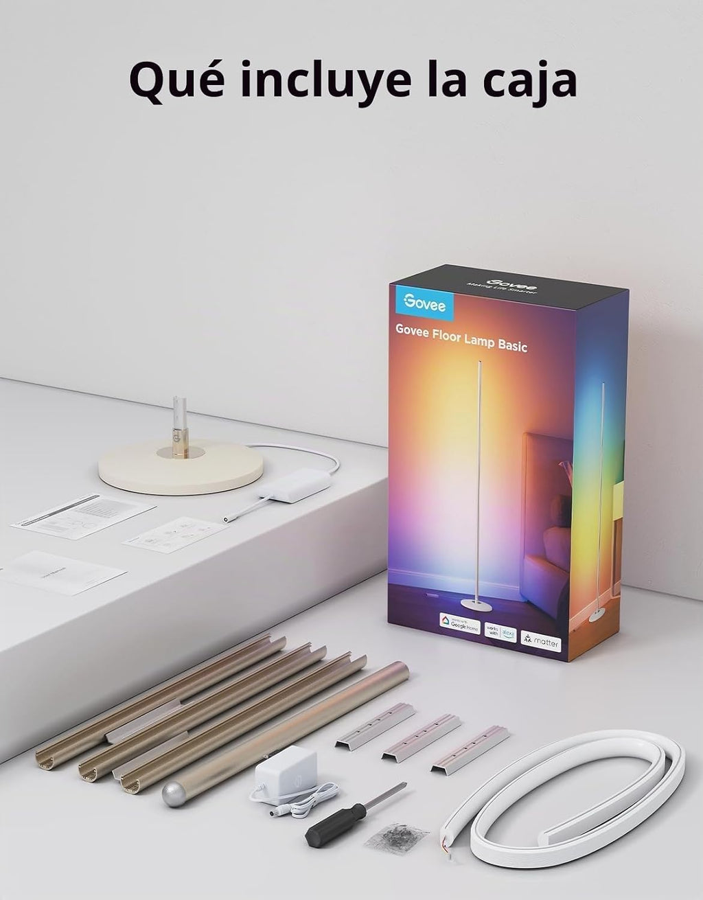 Govee RGBIC - Lámpara de pie básica, 1000lm LED, color champán | Fu...