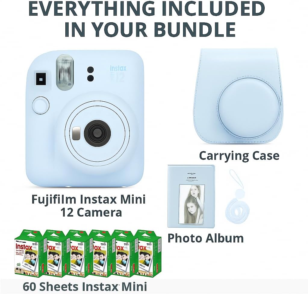 Fujifilm Instax Mini 12 Instant Camera Blossom Pink y 60 hojas de p...