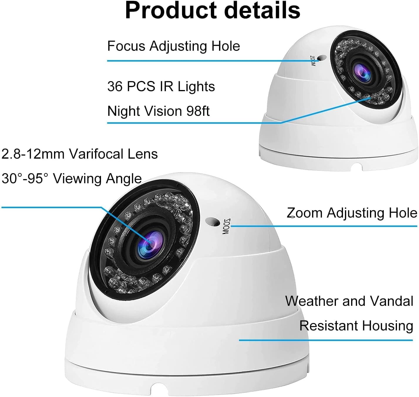 Anpviz Cámara CCTV analógica de 2MP 1080P HD 4-en-1 (TVI\/AHD\/CVI\...