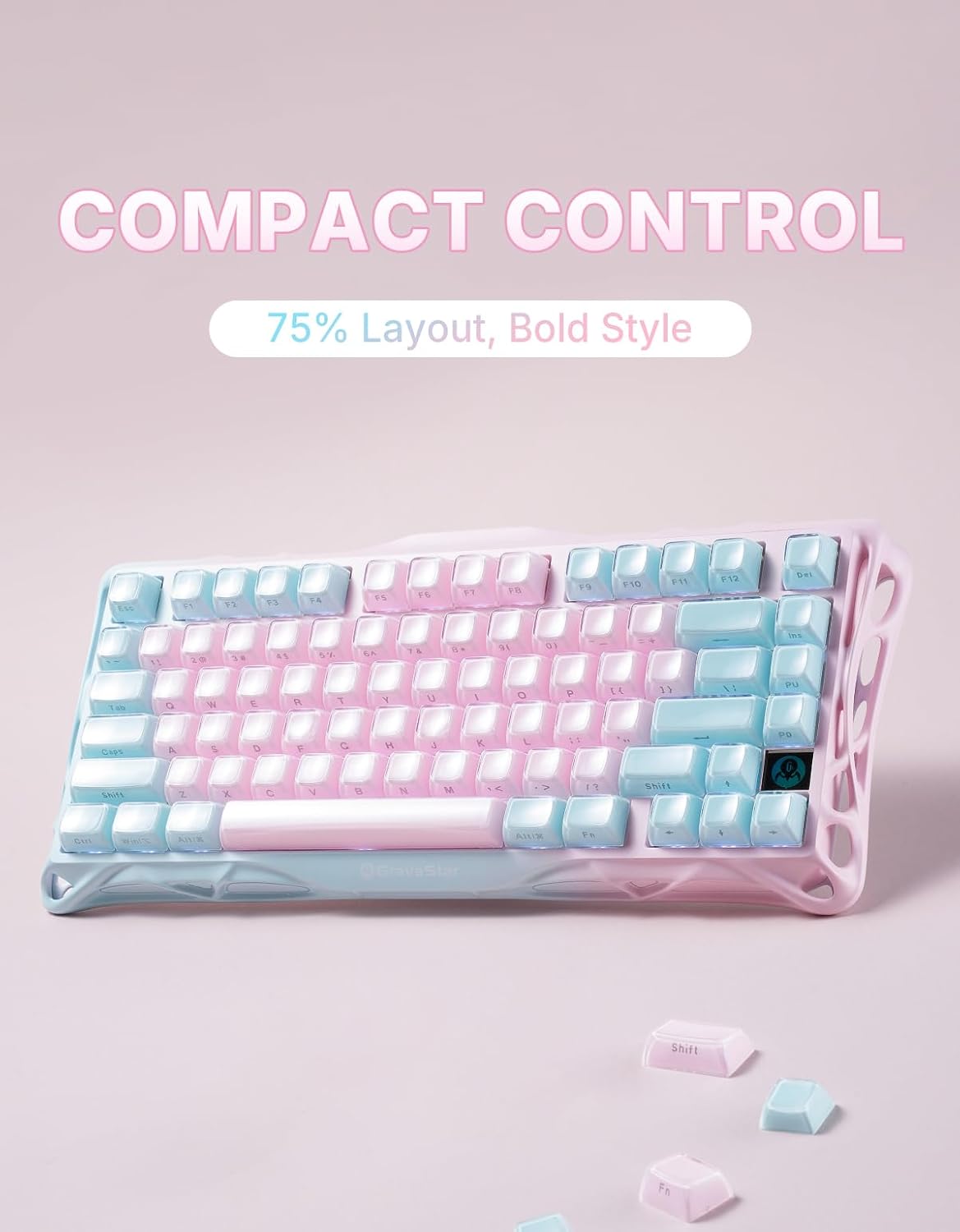 GravaStar Mercury K1 Lite 75% teclado para juegos, teclado inalámbr...