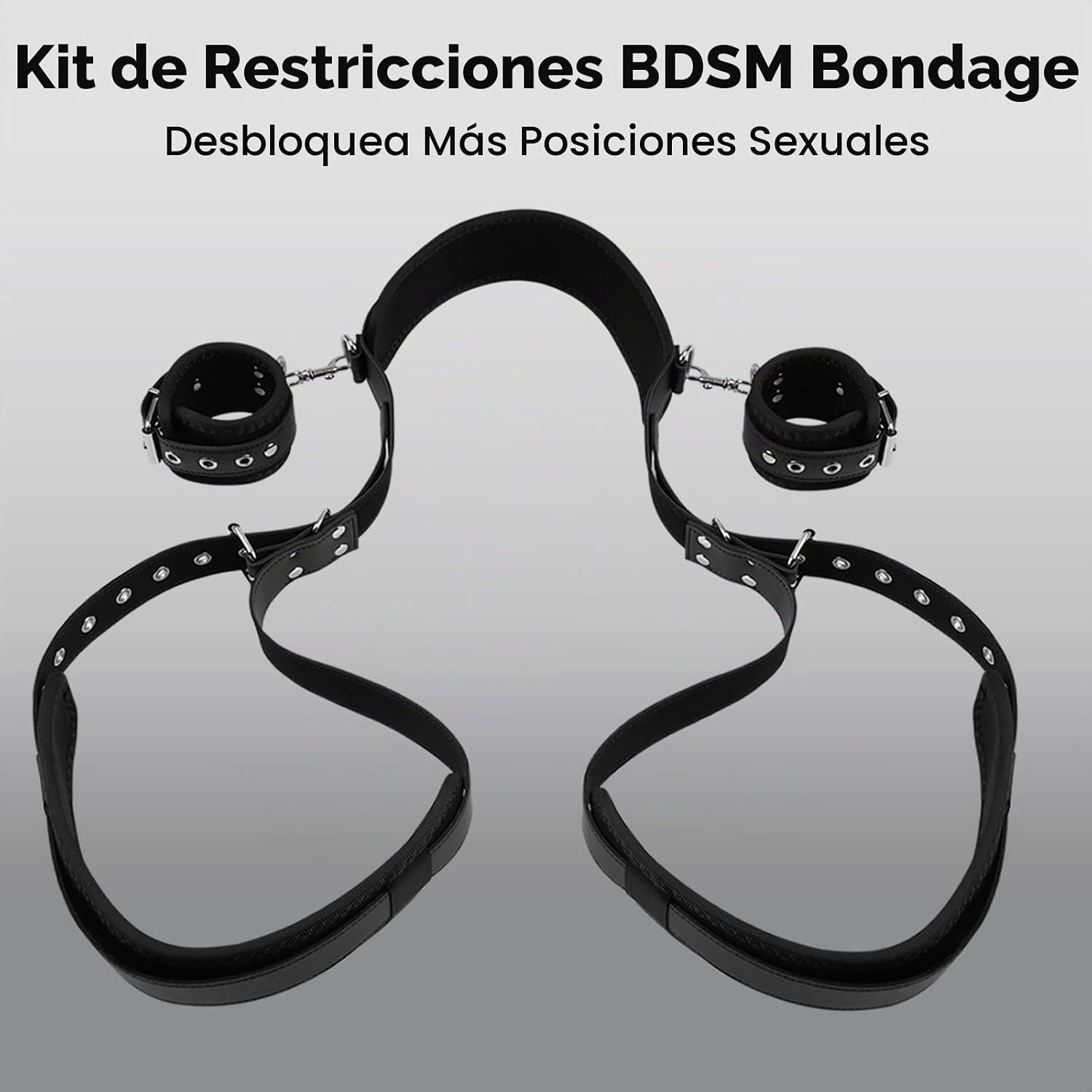 Sex Bondage BDSM Kit de restricciones de cama con esposas del cuell...