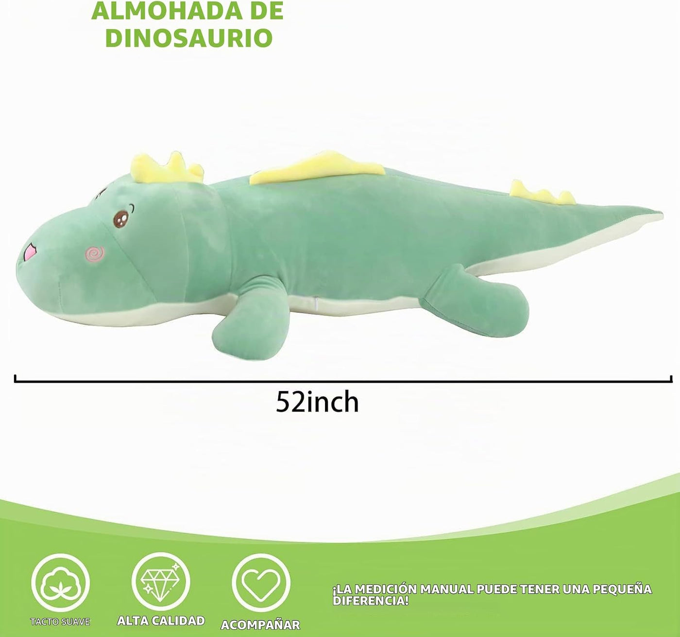 Tianmihou Almohada de felpa de dinosaurio gigante de 52 pulgadas, a...