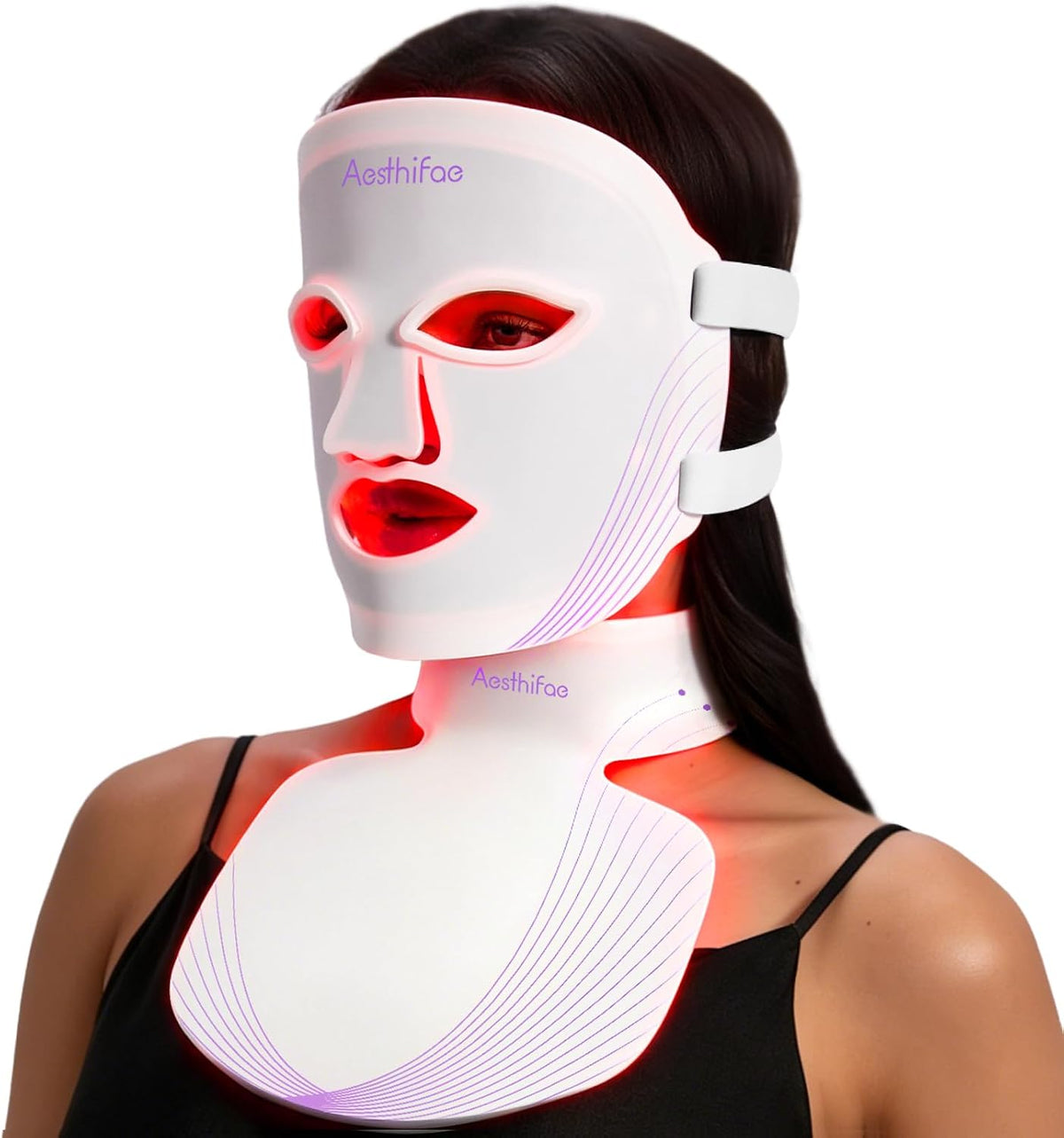 Máscara de terapia de luz roja para cara y cuello con 468 LED | 850...