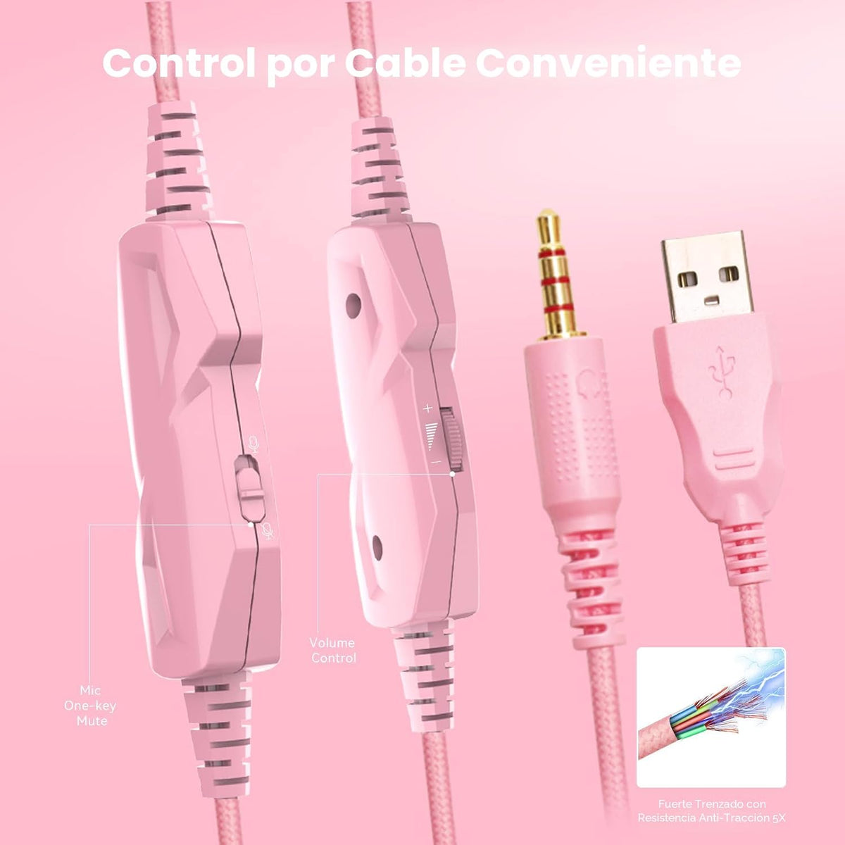 IMYB A36 Auriculares para juegos rosas con micrófono estéreo para P...