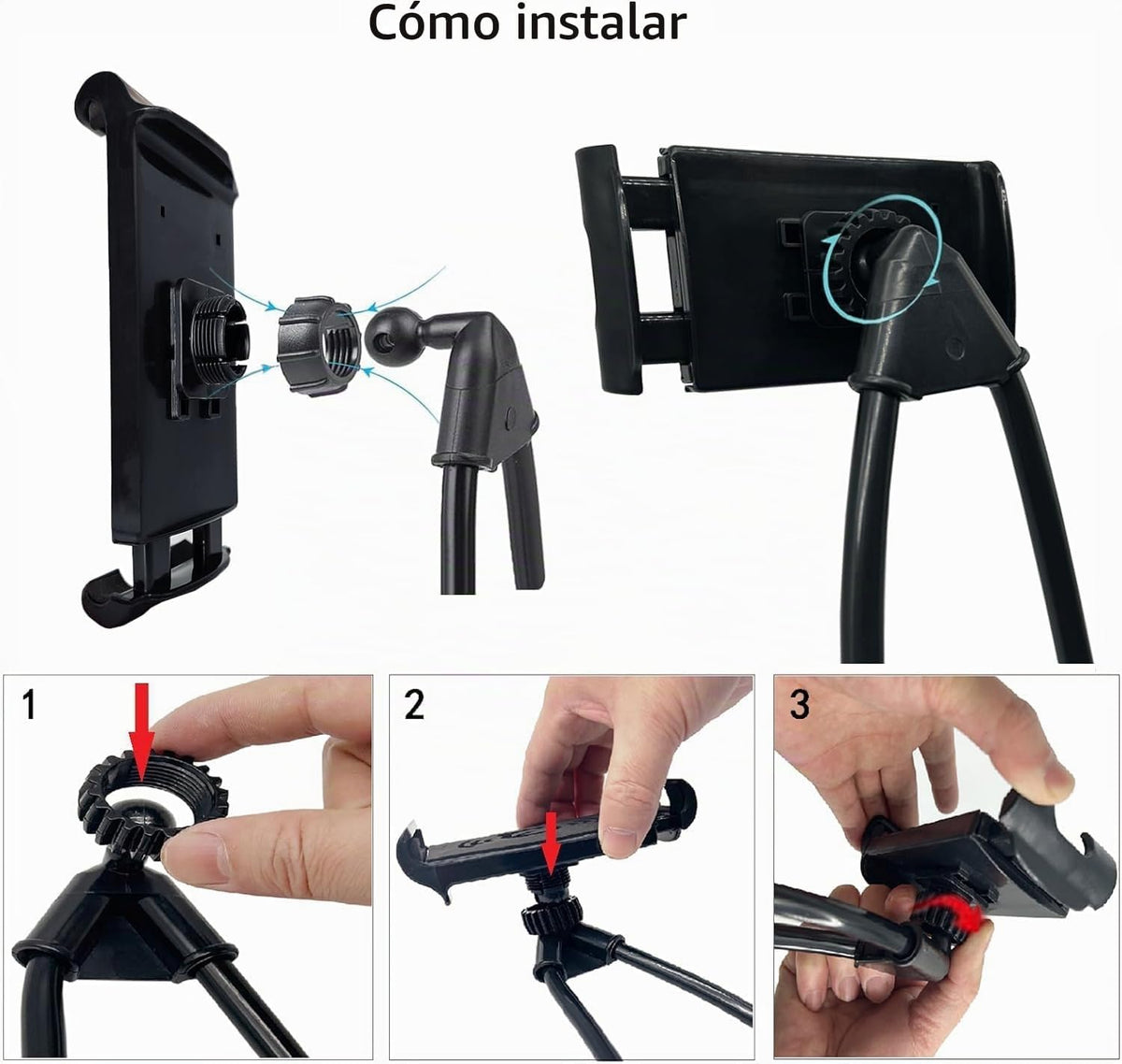 QkonkgnS Soporte para teléfono para cuello, manos libres para cama...