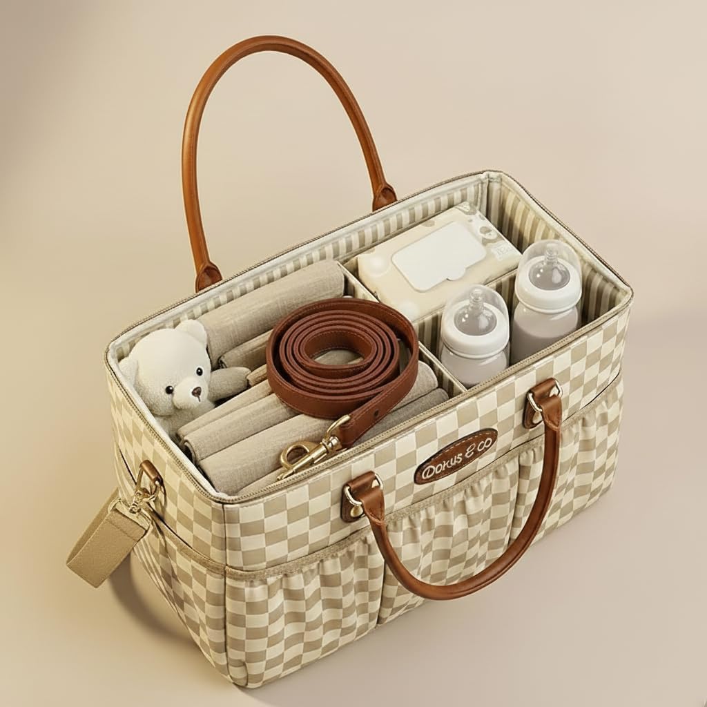 DOKUS &amp; CO Luxe - Bolso para pañales extragrande plegable para...