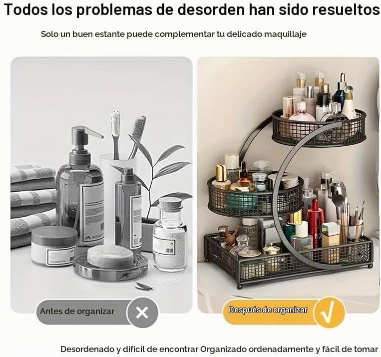 Organizador de maquillaje para tocador, 3 niveles de baño, dormitor...